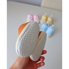 Yazlık Bağcıklı Müslin Kumaş Naturel Tasarım Bebek Ayakkabısı