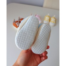 Yazlık Bağcıklı Müslin Kumaş Naturel Tasarım Bebek Ayakkabısı