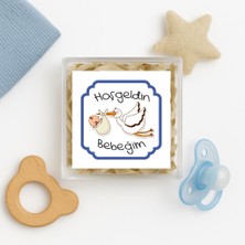 Repro Design 4,5 cm  Hoşgeldin Bebeğim Temalı 15 Adet Etiket Model-6