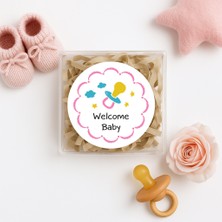Repro Design 4 cm  Welcome Baby Temalı 24 Adet Etiket Model-2