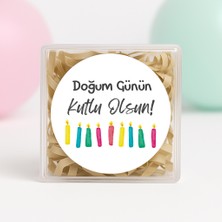 Repro Design Doğum Günü Temalı Baskılı Yapışkanlı Etiket 4 cm Yuvarlak 24 Adet Model 6