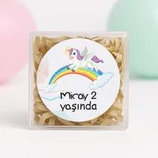 Repro Design Kişiye Özel Unicorn Temalı Doğum Günü Temalı Baskılı Yapışkanlı Etiket 4 Cm Yuvarlak 24 Adet Model 6
