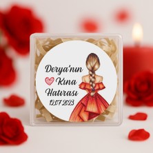 Repro Design Kişiye Özel Kına Hatırası Baskılı Yapışkanlı Etiket 24 Adet (Tarihli) 4 cm Yuvarlak No:76