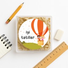Repro Design Iyi Tatiller Baskılı Yapışkanlı Etiket 4 cm Yuvarlak 24 Adet, Okul Öncesi Hediye Paketi Etiketi