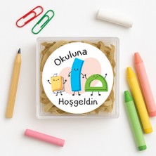 Repro Design Okuluna Hoşgeldin Baskılı Yapışkanlı Etiket 4 cm 24 Adet Model: 2