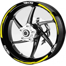 Motosiklet Jant Şeridi Rks Beyaz Yazı Sarı Şerit Sağ-Sol/ön-Arka