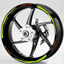 Motosiklet Jant Şeridi Pcx Kırmızı Yazılı Fıstık Yeşili Reflektifli Fosforlu Sağ-Sol/ön-Arka