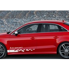 Audi A3 Sport Yazılı Yan Kapı Şerit Sticker Etiket Modeli
