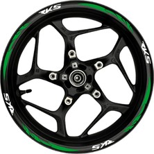 Motosiklet Jant Şeridi Rks Beyaz Yazılı Yeşil Reflektif Pençe Şeritli Sağ-Sol/ön-Arka