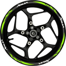 Motosiklet Jant Şeridi Xmax Beyaz Yazılı Neon (Fıstık Yeşili) Pençe Şeritli Sağ-Sol/ön-Arka