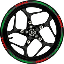 Motosiklet Jant Şeridi Yamaha Kırmızı Yazılı Yeşil Reflektif Pençe Şeritli Sağ-Sol/ön-Arka