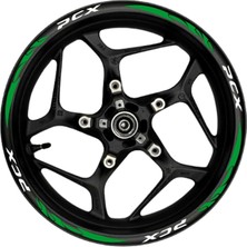 Motosiklet Jant Şeridi Pcx Beyaz Yazılı Yeşil Reflektif Sağ-Sol/ön-Arka