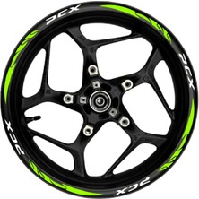 Motosiklet Jant Şeridi Pcx Beyaz Yazılı Neon (Fıstık Yeşili) Pençe Şeritli Sağ-Sol/ön-Arka