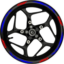 Motosiklet Jant Şeridi Cbf Uyumlu Kırmızı-Mavi Reflektif  Sağ-Sol/ön-Arka