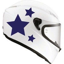 Tek Renk Üçlü Yıldız (Triple Star Helmet Stickers) Kask Sticker Etiket Modeli 3