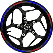 Motosiklet Jant Şeridi Xmax Kırmızı Yazılı Mavi Reflektif Pençe Şeritli Sağ-Sol/ön-Arka