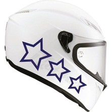 Tek Renk Üçlü Yıldız (Triple Star Helmet Stickers) Kask Sticker Etiket Modeli 1