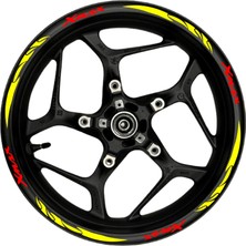 Motosiklet Jant Şeridi Xmax Kırmızı Yazılı Sarı Pençe Şeritli Sağ-Sol/ön-Arka