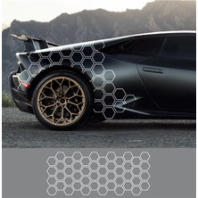 Otomobil Yan Kapı Altıgen Desenli Sticker Etiket Modeli