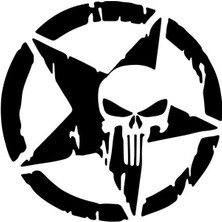 Eskitilmiş Yıldız Kurukafa Punisher Desenli Mini Sticker Etiket Modeli
