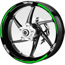 Motosiklet Jant Şeridi Yeşil Reflektifli Rks Yazılı Sağ-Sol/ön-Arka