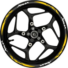 Motosiklet Jant Şeridi Xmax Beyaz Yazılı Turuncu Reflektif Pençe Şeritli Sağ-Sol/ön-Arka