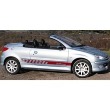 Peugeot 206 Sport Yazılı Yan Kapı Damalı Sticker Etiket Modeli