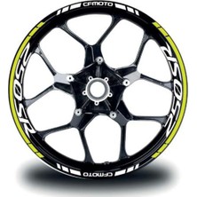 Cfmoto 250SR Jant Sticker Iç & Dış Takım Etiket Modeli Neon Sarı - Beyaz