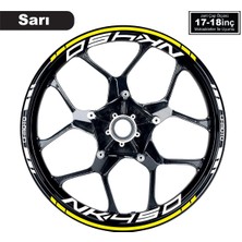 Sarı Cfmoto 450NK Motosiklet Jant Sticker Etiket Modeli Iç & Dış Takım