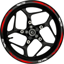 Motosiklet Jant Şeridi Rks Beyaz Yazılı Kırmızı Pençe Şeritli Sağ-Sol/ön-Arka