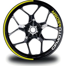 Cfmoto 450SR Jant Sticker Iç Yazılı Yarım Dış Daire Şerit Etiket Modeli Neon Yeşil (Sarı)