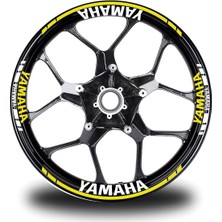 Yamaha Yazılı Neon Sarı Takım Jant Sticker Modeli