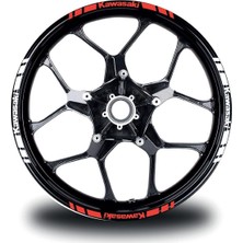 Kawasakı Yazılı Kısa Dış Şerit 16'lı Çift Renk Jant Sticker Modeli