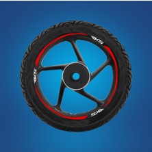 Motosiklet Jant Şeridi Rks Beyaz Yazılı 3 Parçalı Kırmızı Reflektif Sağ-Sol/ön-Arka