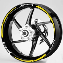 Motosiklet Jant Şeridi Sarı Dominor Yazılı Sağ-Sol/ön-Arka