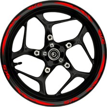 Motosiklet Jant Şeridi Rks Kırmızı Yazılı Kırmızı Pençe Şeritli Sağ-Sol/ön-Arka