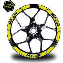 Neon Sarı Yamaha Mt-25 Geniş Jant Sticker Etiket Modeli