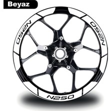 Beyaz Bajaj N250 Geniş Jant Sticker Etiket Modeli