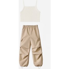 La'ciel Paris Crop Paraşüt Pantolon Takım