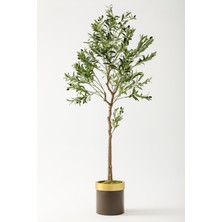 Yapay Zeytin Ağacı 175 cm Kahverengi Gold Metal Saksı