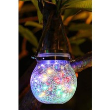 Çatlamış Cam Görünümlü Güneş Enerjili Solar Cam Kavanoz Içinde Rgb Dış Mekan Iç Mekan Bahçe LED