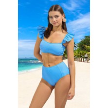 Modern Fırfırlı Bikini Takımı Özel Tasarım Premium Kalite Klora Dayanıklı Su Sporları Için