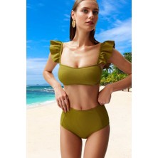 Modern Fırfırlı Bikini Takımı Özel Tasarım Premium Kalite Klora Dayanıklı Su Sporları Için