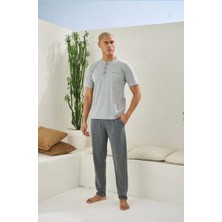 Erkek 2090 Erkek  Midi Yaka Pijama Takım