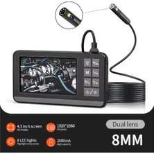 Ekranlı Çift Kameralı 5 mt Sert Kablo Endoskop Kamera 8 mm 4.3 Inc Hafıza Kart Destekli