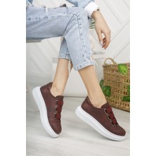 Derije C-Mirror Non Kadın Bordo Spor Lastikli Ayakkabı CH253 Cbt
