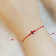 Crystal Atelier Kırmızı Nazar Boncuklu El Yapımı Ayarlanabilir Makrome Bileklik, Unisex Şans Bilekliği, Koruyucu Uğurlu Takı Aksesuar, Ip Bileklik, Nazar Boncuk Bileklik