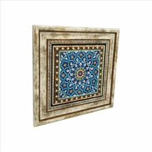 Iran Geometrik Mozaiği Baskılı Doğaltaş Tablo 25CMX25CM KD-106