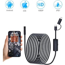 5 Metre Endoskop Yılan Video Kamera Ios ve Android Uyumlu LED Li 8 mm Sert Kablo 2mp