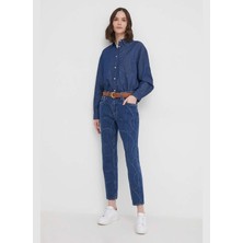 Pepe Jeans Yüksek Bel Düz Paça Regular Straight Koyu Mavi Kadın Denim Pantolon PL2046078